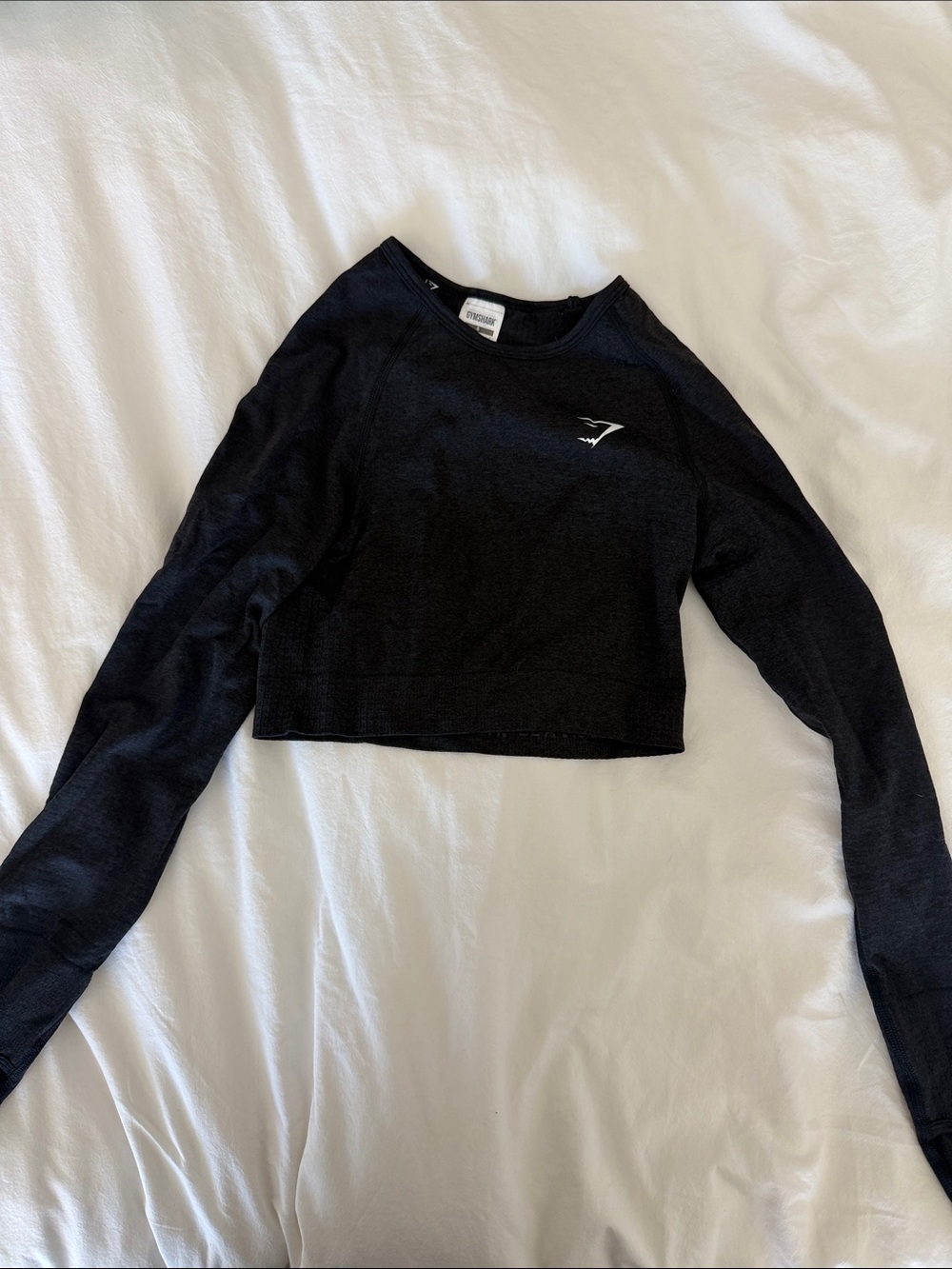 Gymshark Black Cropped Long-Sleeve Athletic Top